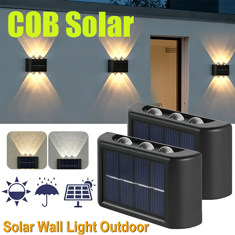 Outdoor Lighting Uplight - COB 태양광 벽등, 방수 야외 조명,