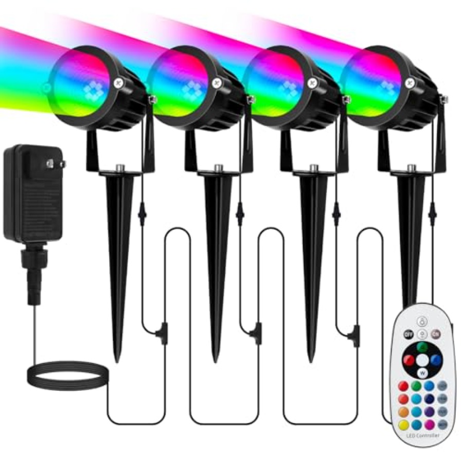 Outdoor Lighting Kit With Transformer - 할로윈 크리스마스용 스포트라이트 야외 조명: 4-in-1