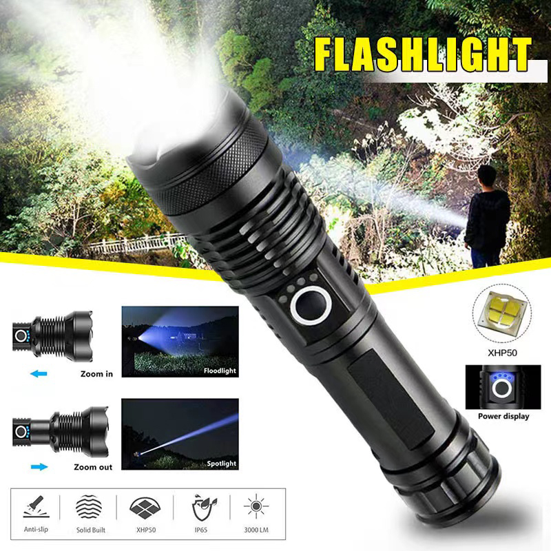 Outdoor Lighting Quality - 고출력 XHP70 LED 손전등 USB-C 충전식