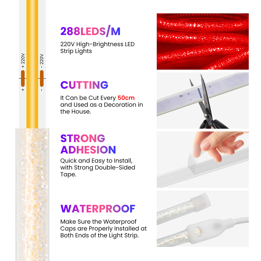 288개 LED COB LED 네온 라이트 스트립 해변 - Outdoor Lighting Uk 리뷰 및 가격