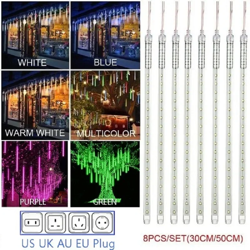 30cm /50cm 방수 유성우 비 8 튜브 LED 문 - Outdoor Lighting Uk 리뷰 및 가격