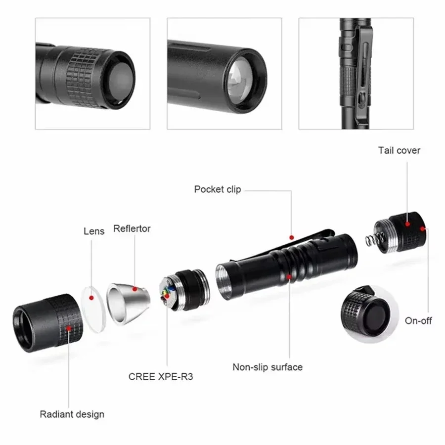 1-4PCS 미니 휴대용 LED 펜 라이트 포켓 야외  - Outdoor Lighting Guide 리뷰 및 가격