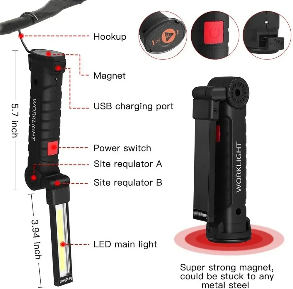 자석, 후크 360이 포함된 LED COB 손전등 US - Outdoor Lighting Guide 리뷰 및 가격