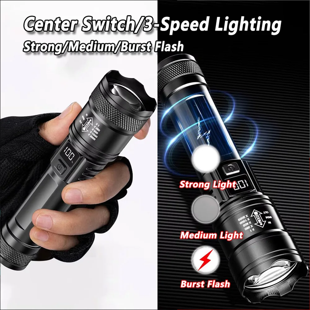 충전식 LED 손전등 줌 기능 포함 LCD 디스플레이  - Outdoor Lighting Quality 리뷰 및 가격